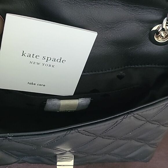 Kate Spade Black Quilted Shoulder Bag with Gold Chain - Picture 7 of 8